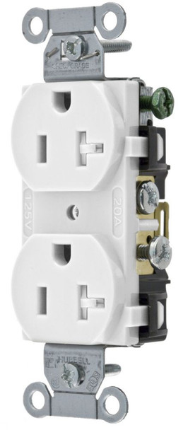 Hubbell CR20WHITR Smooth Face Duplex UL 498, CSA C22.2 Straight Blade Receptacle