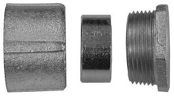 OZ Gedney 4-150 1-1/2" Threaded, 3-Piece Zinc Plated Malleable Iron Imc Coupling