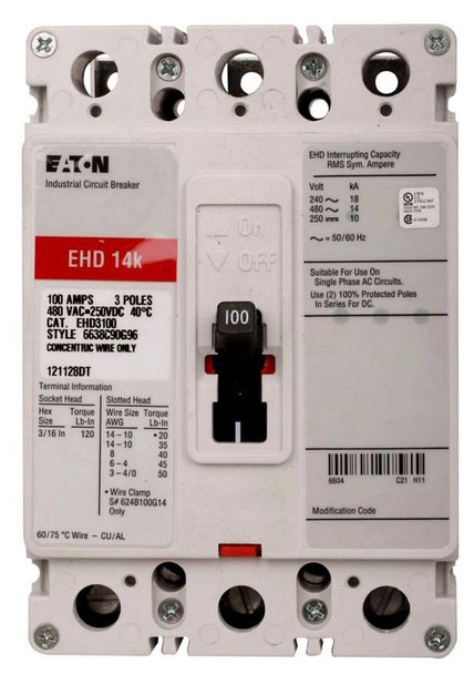 Eaton EHD3010 Molded Case Breakers (MCCBs)