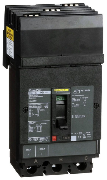 Square D HGA36110 Molded Case Breakers (MCCBs)