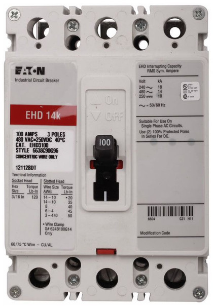 Eaton EHD3040V Molded Case Breakers (MCCBs)