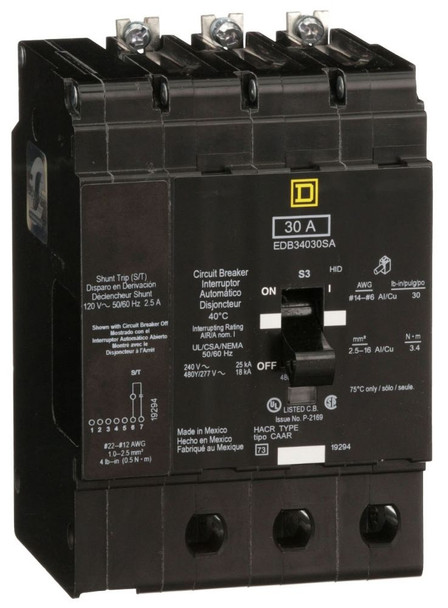 Square D EDB34030SA Molded Case Breakers (MCCBs)