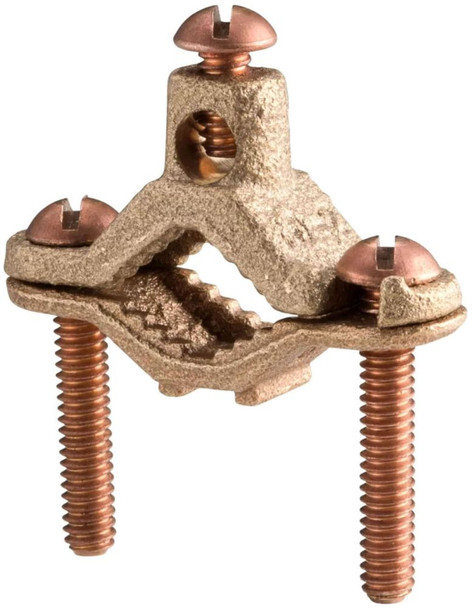 Erico CWP4J Silicon Bronze 10AWG Solid to 4AWG Stranded Water Pipe Ground Clamp