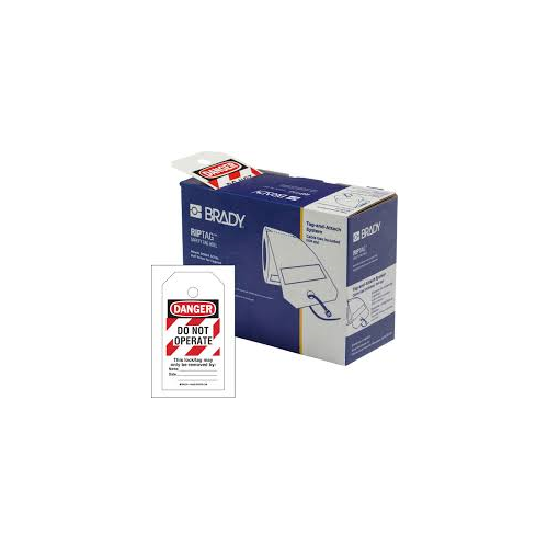 Brady 150501 White on Red Safety Prohibition Tag, English Language