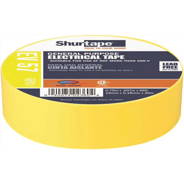 Shurtape 200788 Yellow Electrical Tape - 3/4