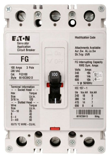 Eaton FG3100 Molded Case Breakers (MCCBs)