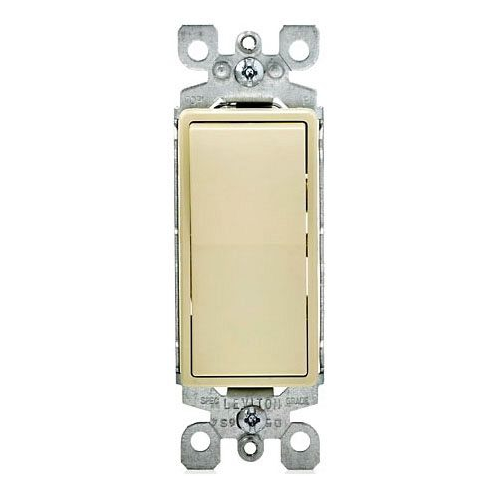 Leviton 5603-2I Standard Rocker, Grounding Ivory Residential Ac Decorator Rocker Switch