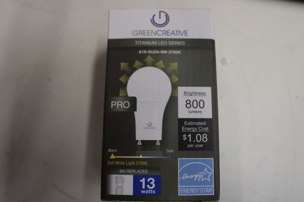 Green Creative 9A19DIM/827/GU24 Miniature and Specialty Bulbs 6BOX