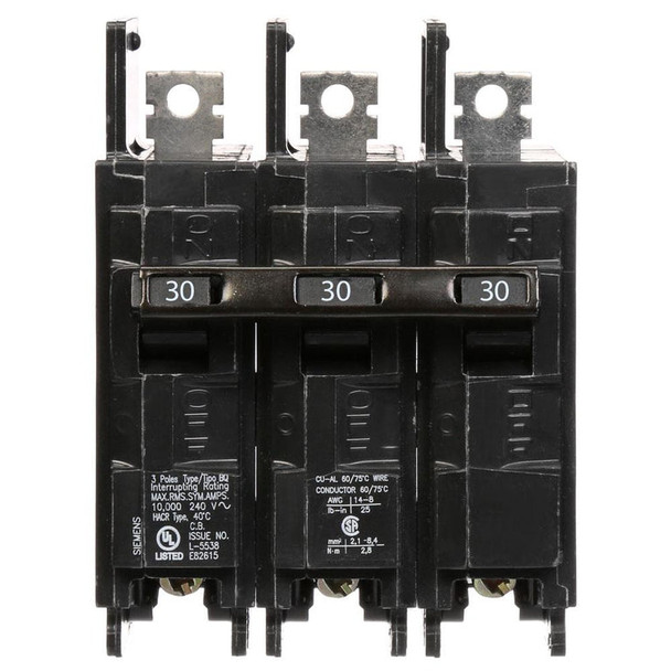 Siemens BQ3B030 Miniature Circuit Breakers (MCBs) 3P 30A 240V