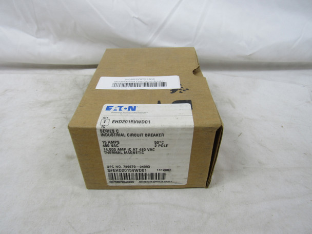 Eaton EHD2015VWD01 Molded Case Breakers (MCCBs) EHD 2P 15A 480V 50/60Hz 2Ph F Frame
