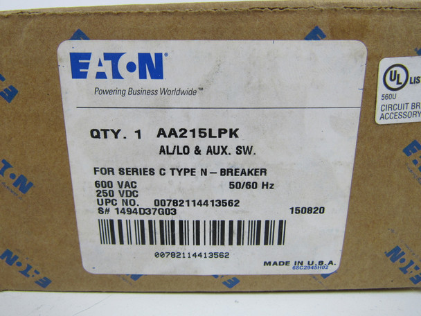 Eaton AA215LPK Circuit Breaker Accessories Aux Switch 600V 50/60Hz N Frame EA