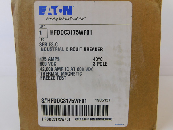 Eaton HFDDC3175WF01 Molded Case Breakers (MCCBs) HFD 3P 175A 600V 50/60Hz 3Ph F Frame EA