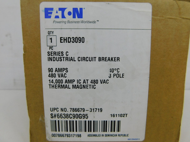 Eaton EHD3090 Molded Case Breakers (MCCBs) EHD 3P 90A 480V 50/60Hz 3Ph F Frame
