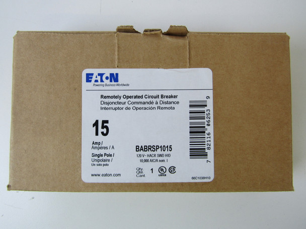 Eaton BABRSP1015 Miniature Circuit Breakers (MCBs) BAB 1P 15A 120V 50/60Hz 1Ph