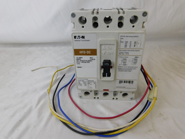 Eaton HFDDC3175LA03S21 Molded Case Breakers (MCCBs) HFD 3P 175A 600V 50/60Hz 3Ph F Frame