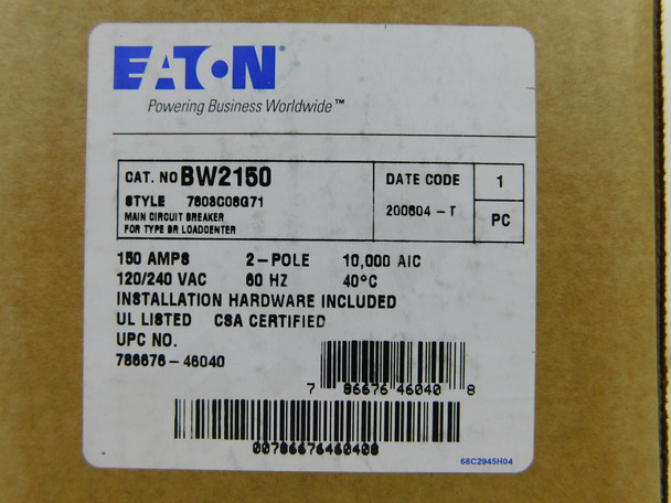 Eaton BW2150 Main Breakers