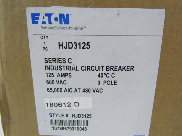 Eaton HJD3125 Molded Case Breakers (MCCBs) HJD 3P 125A 600V 50/60Hz 3Ph J Frame EA