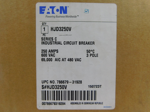 Eaton HJD3250V Molded Case Breakers (MCCBs) HJD 3P 250A 600V 50/60Hz 3Ph J Frame