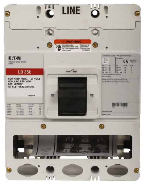 Eaton HLD2600F Molded Case Breakers (MCCBs) HLD 2P 600A 600V 50/60Hz 2Ph L Frame EA