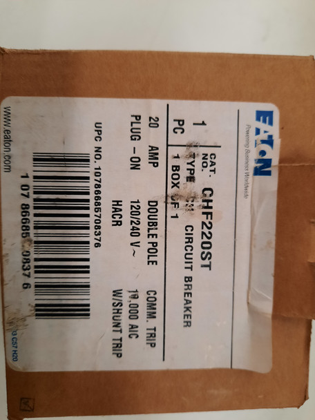 Eaton CHF220ST Miniature Circuit Breakers (MCBs) CHF 2P 20A 240V 50/60Hz 1Ph Shunt Trip