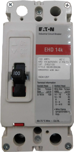 Eaton EHD2100 Molded Case Breakers (MCCBs) EHD 2P 100A 480V 50/60Hz 2Ph F Frame