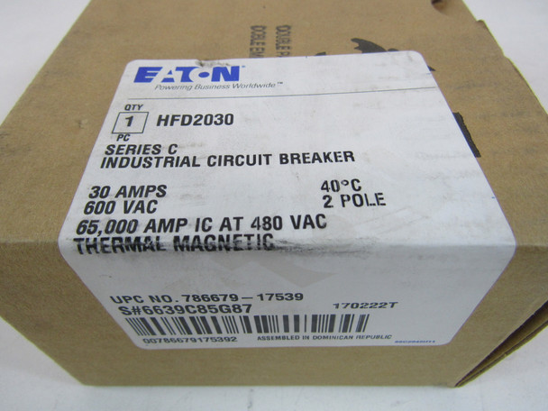 Eaton HFD2030 Molded Case Breakers (MCCBs)