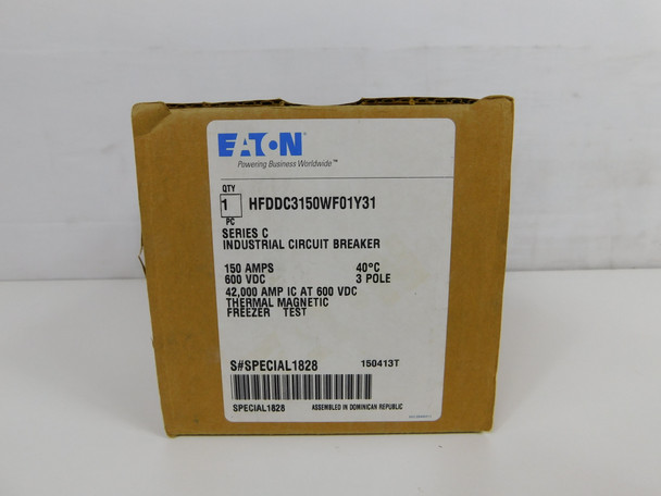 Eaton HFDDC3150WF01Y31 Molded Case Breakers (MCCBs) HFD 3P 150A 600V 50/60Hz 3Ph F Frame 1BOX