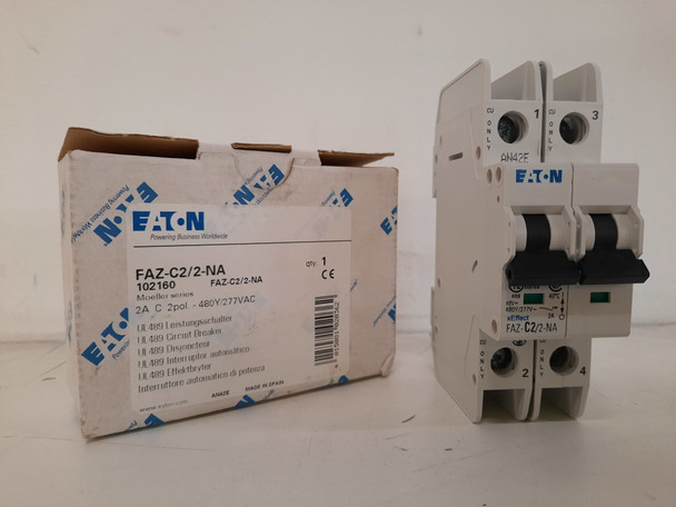 Eaton FAZ-C2/2-NA Din Rail Mounted Circuit Breakers FAZ 2P 2A 277V 50/60Hz 1Ph EA