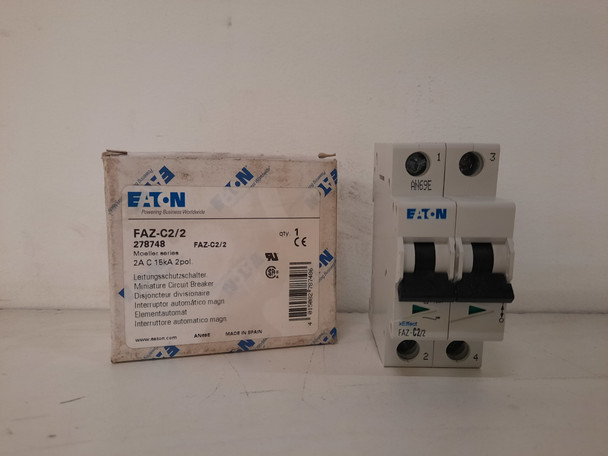 Eaton FAZ-C2/2 Miniature Circuit Breakers (MCBs) FAZ 2P 2A 480V 50/60Hz 1Ph EA