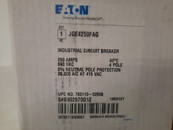 Eaton JGE4250FAG Molded Case Breakers (MCCBs) JGE 4P 250A 600V 50/60Hz 3Ph J Frame