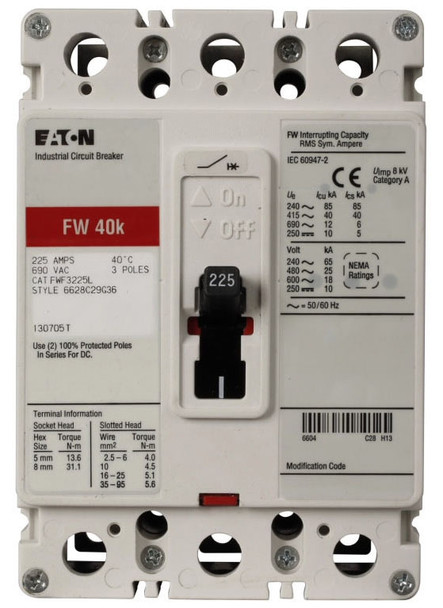 Eaton FWF3080L Molded Case Breakers (MCCBs) FWF 3P 80A 690V 50/60Hz 3Ph F Frame