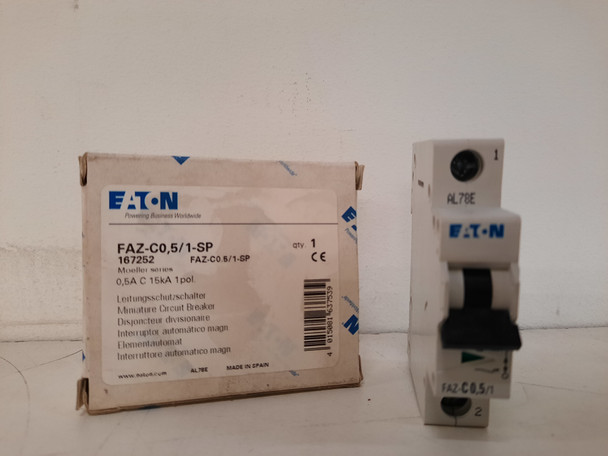 Eaton FAZ-C0.5/1-SP Miniature Circuit Breakers (MCBs) FAZ 1P 0.5A 277V 50/60Hz 1Ph EA