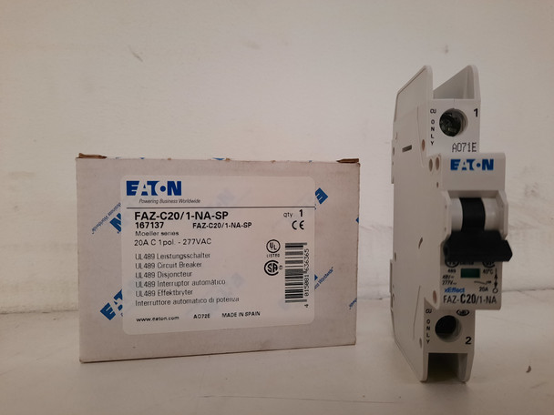 Eaton FAZ-C20/1-NA-SP Din Rail Mounted Circuit Breakers 1P 20A 277V EA