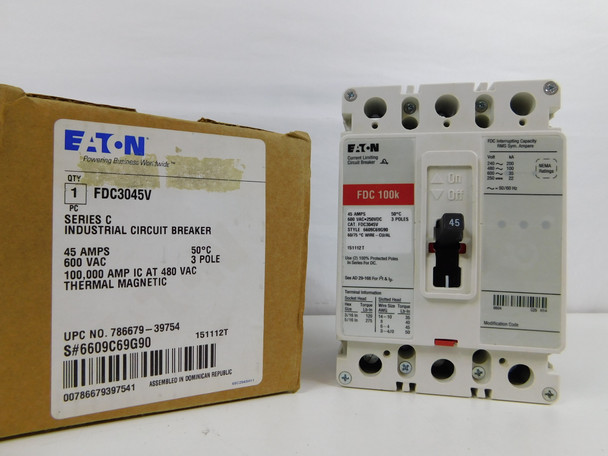 Eaton FDC3045V Molded Case Breakers (MCCBs) FDC 3P 45A 600V 50/60Hz 3Ph F Frame