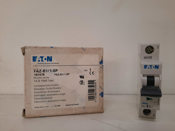 Eaton FAZ-B1/1-SP Miniature Circuit Breakers (MCBs) FAZ 1P 1A 120/240V 50/60Hz 1Ph EA