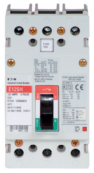 Eaton EGS3100FFB Molded Case Breakers (MCCBs) EGS 3P 100A 480V 50/60Hz 3Ph EG Frame