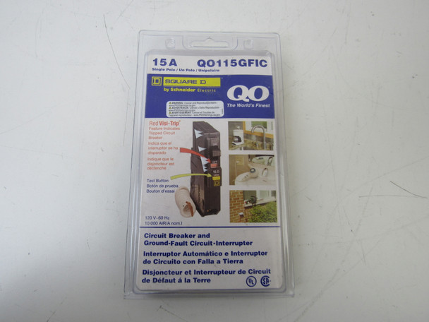 Square D QO115GFIC Miniature Circuit Breakers (MCBs) QO 1P 15A 120V 50/60Hz 1Ph EA