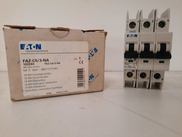 Eaton FAZ-C5/3-NA Miniature Circuit Breakers (MCBs) FAZ 3P 5A 277V 50/60Hz 3Ph