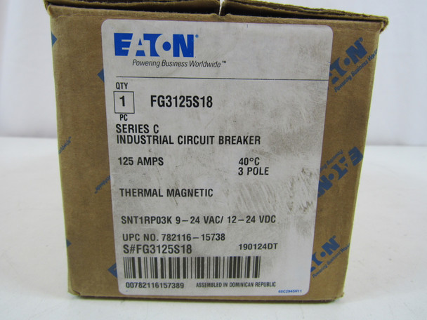 Eaton FG3125S18 Molded Case Breakers (MCCBs) FG 3P 125A 600V 50/60Hz 3Ph F Frame