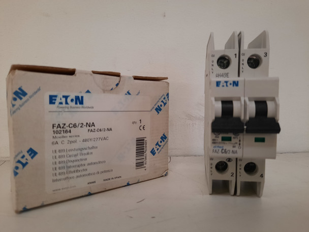 Eaton FAZ-C6/2-NA Din Rail Mounted Circuit Breakers FAZ 2P 6A 277V 50/60Hz 1Ph EA