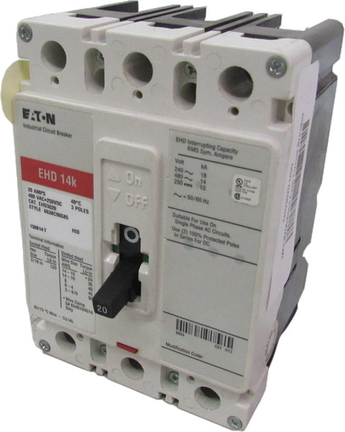 Eaton EHD3020 Molded Case Breakers (MCCBs) EHD 3P 20A 480V 50/60Hz 3Ph F Frame