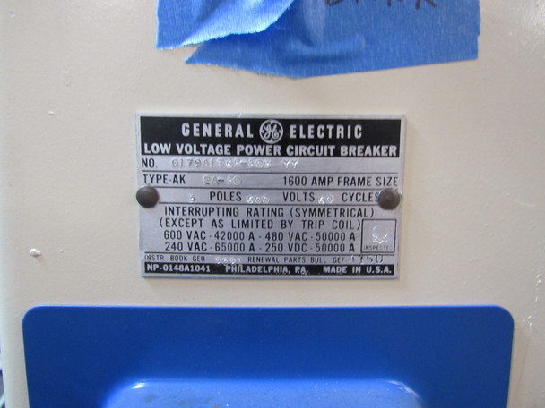 0179A1765-203 Air Circuit Breakers (ACBs) AK-2A-50 3P 1600A 600V 60 Cycles