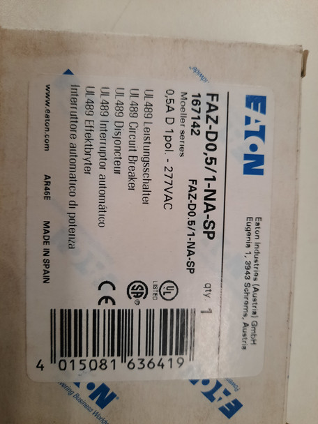 Eaton FAZ-D0.5/1-NA-SP Miniature Circuit Breakers (MCBs)