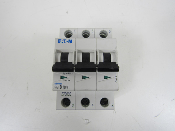 Eaton FAZ-D10/3 Miniature Circuit Breakers (MCBs) FAZ 3P 10A 277V 50/60Hz 3Ph EA