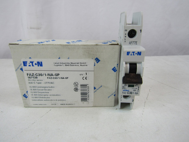 Eaton FAZ-C30/1-NA-SP Din Rail Mounted Circuit Breakers FAZ 1P 30A 277V EA