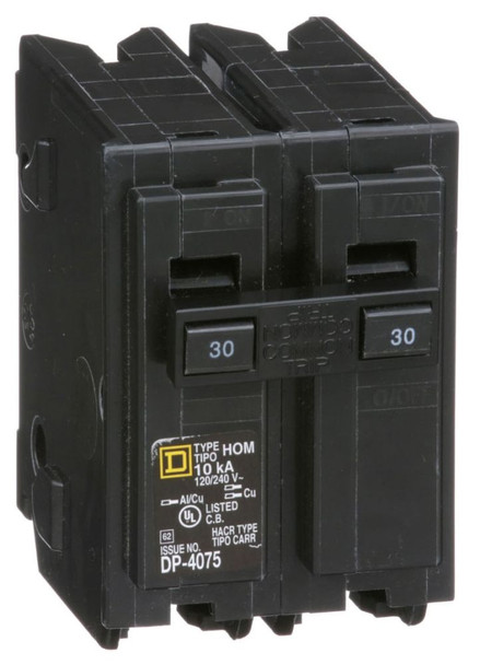 Square D HOM230 Miniature Circuit Breakers (MCBs) 2P 30A 120V EA