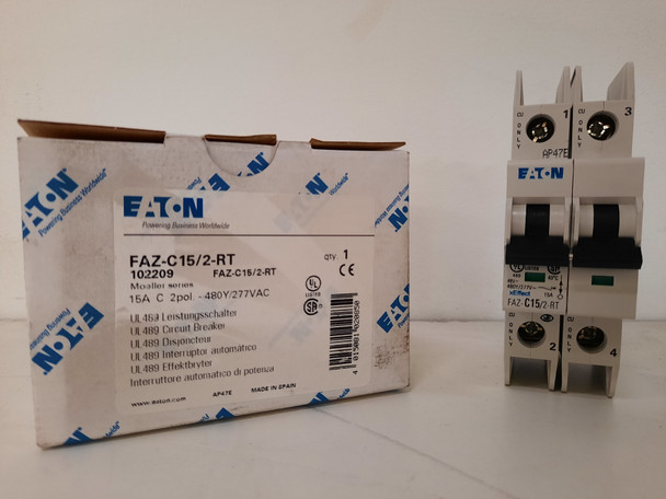 Eaton FAZ-C15/2-RT Miniature Circuit Breakers (MCBs) 2P 15A 277V EA