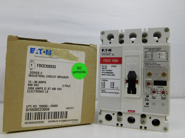 Eaton FDCE308033 Molded Case Breakers (MCCBs) FDCE 3P 80A 600V 50/60Hz 3Ph F Frame
