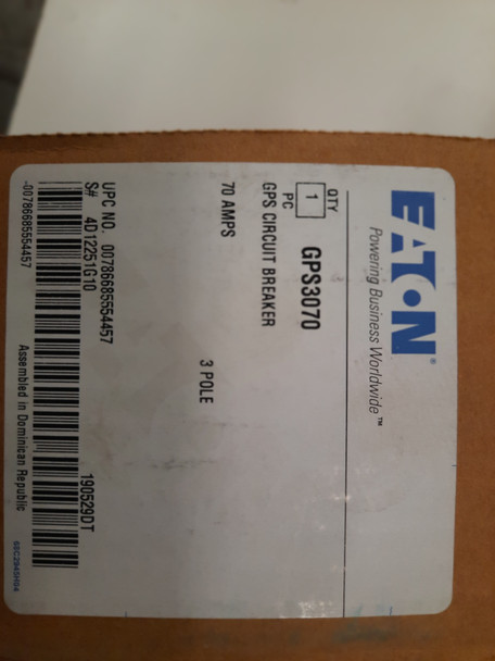 Eaton GPS3070 Molded Case Breakers (MCCBs)