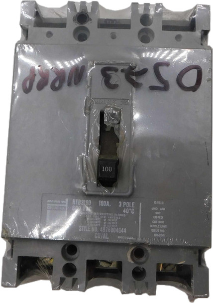Westinghouse HFB3100 Molded Case Breakers (MCCBs) HFD 3P 100A 480V 50/60Hz 3Ph